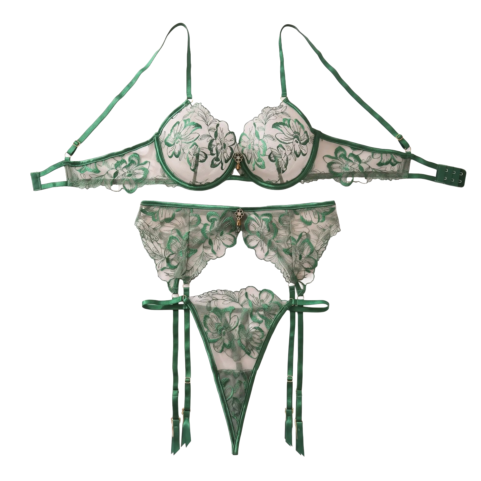 Emerald Floral Lace Set